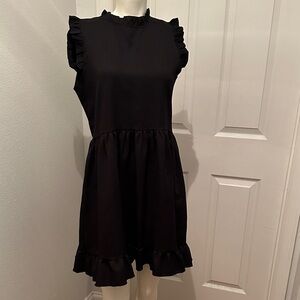 Women’s black casual slip on dress with button in back size small